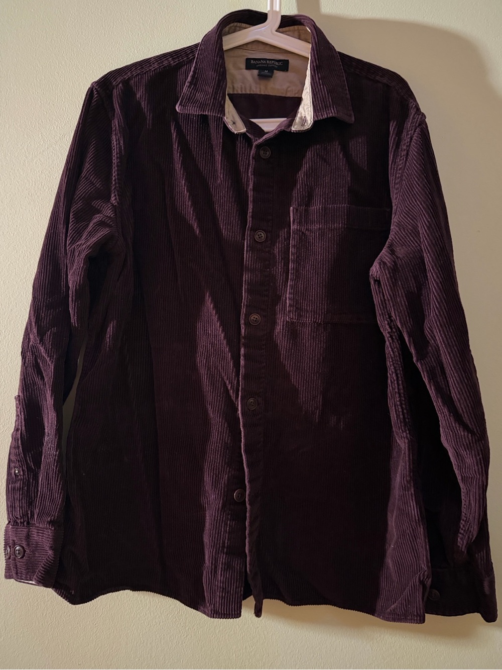 Banana Republic Men's Organic Cotton Corduroy Button Down in Plum